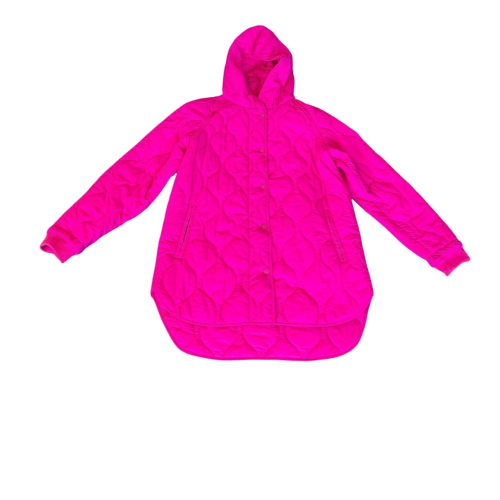 BCBGeneration Neon Pink Quilted Hooded Jacket Eco-Friendly Fill Womens XS